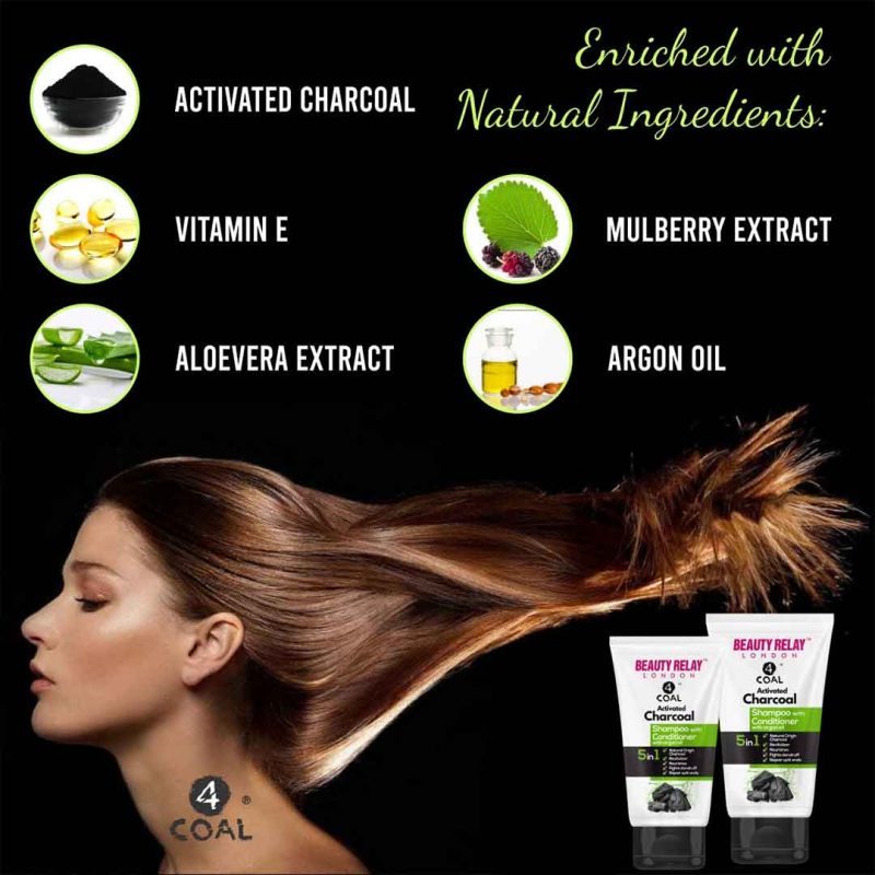 Charcoal Shampoo With Conditioner For Long And Strong Hair - Beauty Relay India